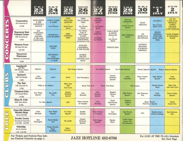 1989 Jazz Festival grid