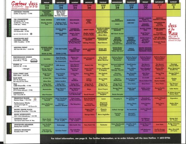 1995 jazz festival calendar